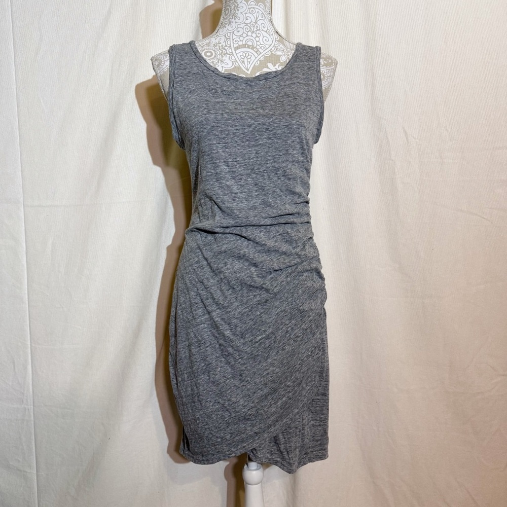 Leith // marbled grey gathered waist faux wrap dress size large